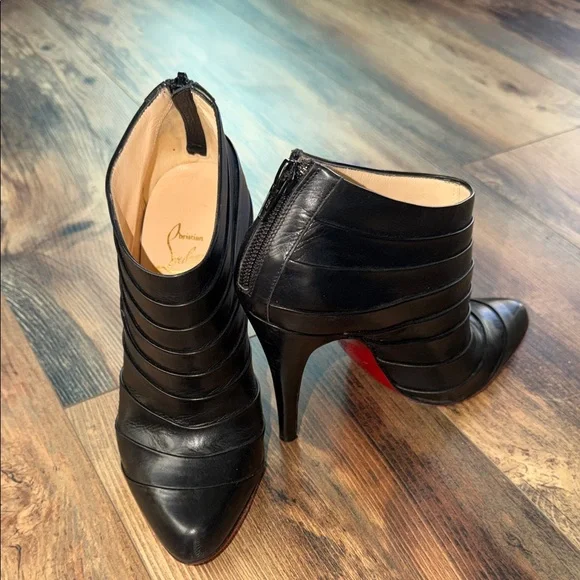 Christian Louboutin Orniron Black Calf Leather Heeled Boots sz 36 (5.5-6US) - Picture 1 of 10